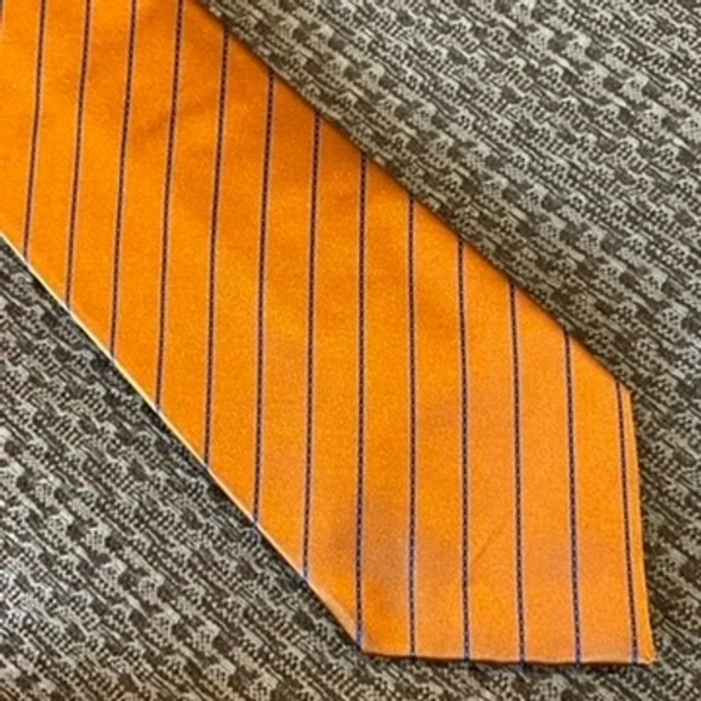Stefano Ricci Luxury Collection Power Necktie Orange Striped Good Silk Italy